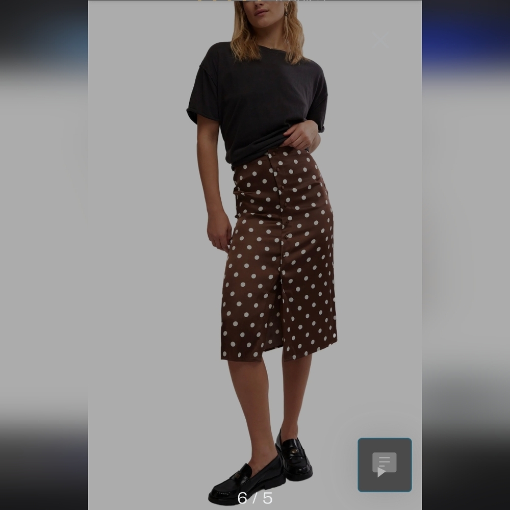 Free People Brown Polka Dot Midi Skirt